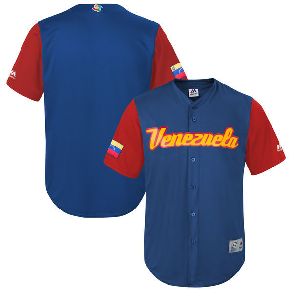 customized Men Venezuela Baseball Majestic Royal 2017 World Baseball Classic Replica Team Jersey->->MLB Jersey